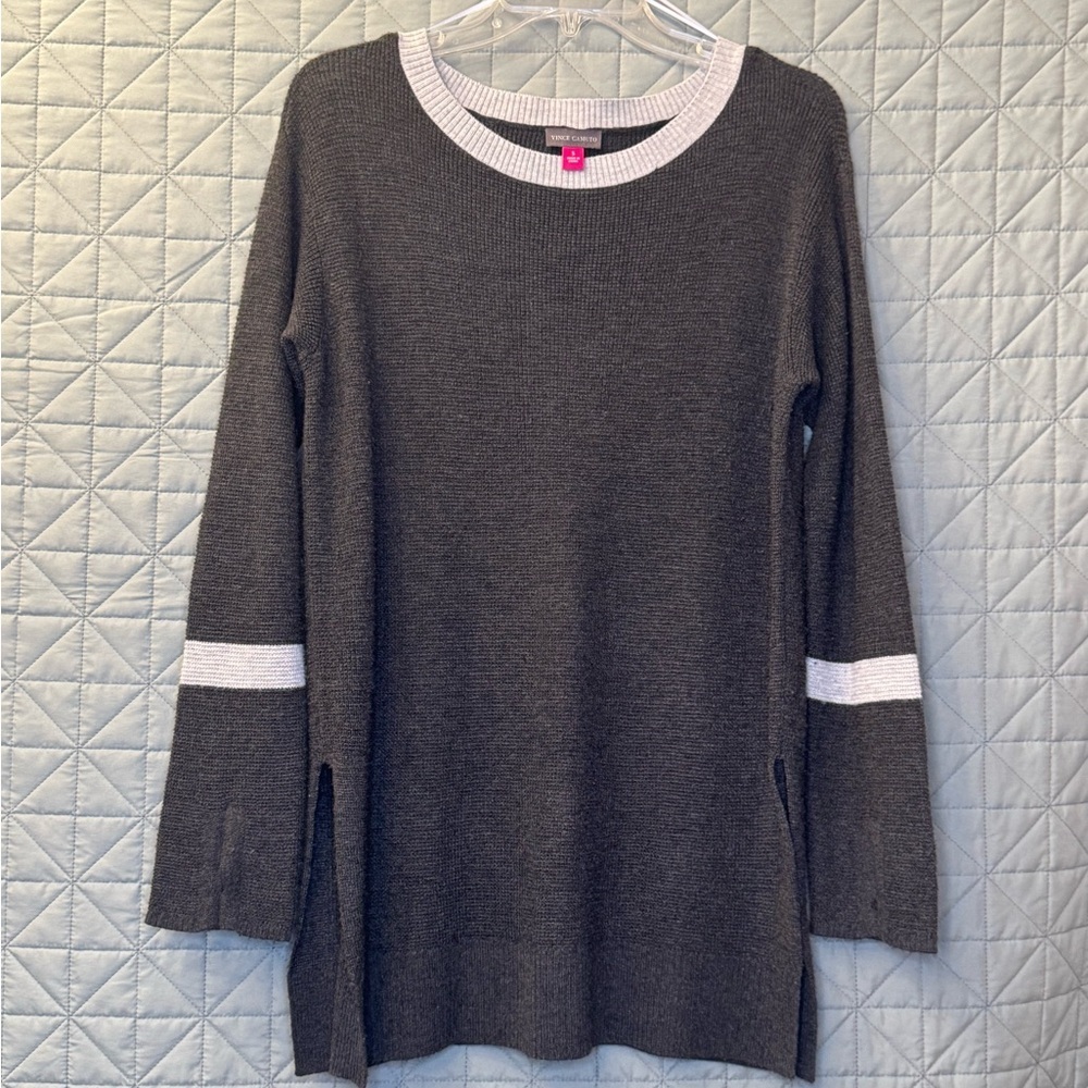Vince Camuto Charcoal and Light Gray Knit Sweater